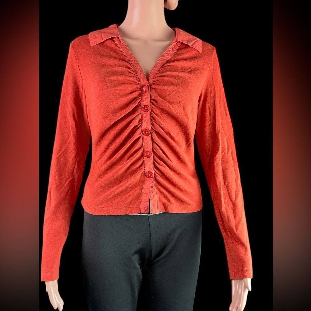 Maeve Orange Knit Top With Rouging